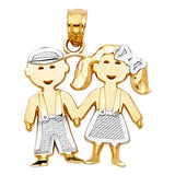 14K Two-Tone Gold Boy & Girl Pendant
