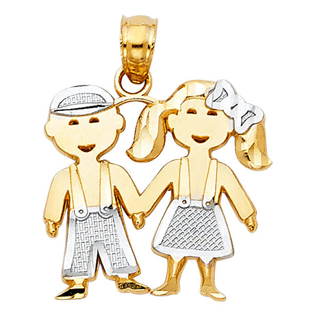 14K Two-Tone Gold Boy & Girl Pendant