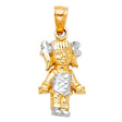 14K Two-Tone Gold Diamond-Cut Baby Girl Pendant