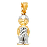 14K Two-Tone Gold Diamond-Cut Baby Boy Pendant