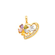 14K Two-Tone Gold CZ 15 Yrs Heart Pendant