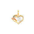 14K Tricolor Gold CZ 15 Yrs Heart Pendant