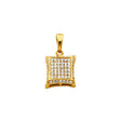 14K Yellow Gold Kite Pavé Square Pendant