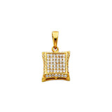 14K Yellow Gold Kite Pavé Square Pendant