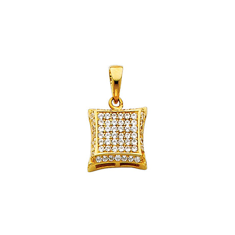 14K Yellow Gold Kite Pavé Square Pendant