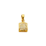 14K Yellow Gold Petite Pavé Square Pendant