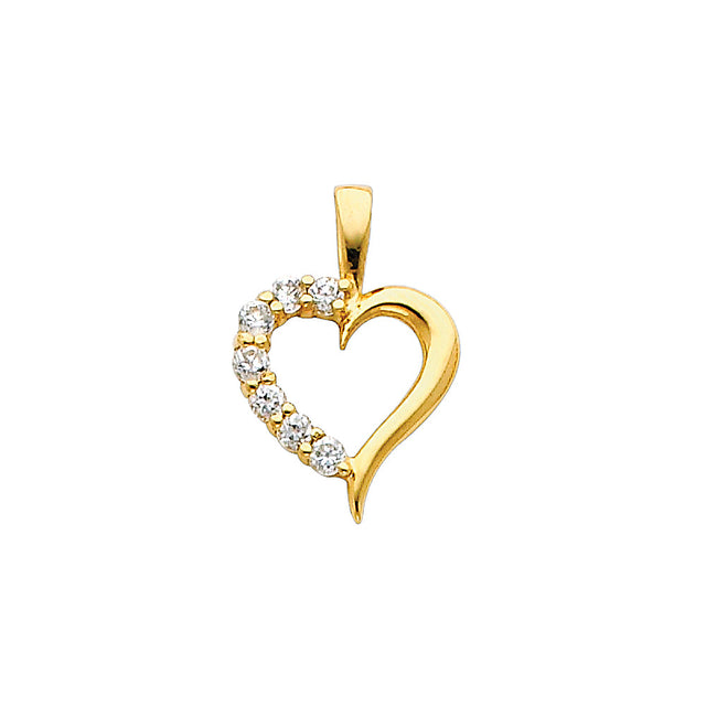 14K White Gold CZ Heart Pendant