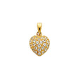 14K Gold CZ Pave Puff Heart Pendant