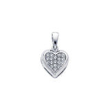 14K Gold CZ Pave Puff Heart Pendant