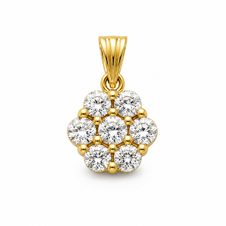 14K Yellow Gold Flower Cluster Pendant