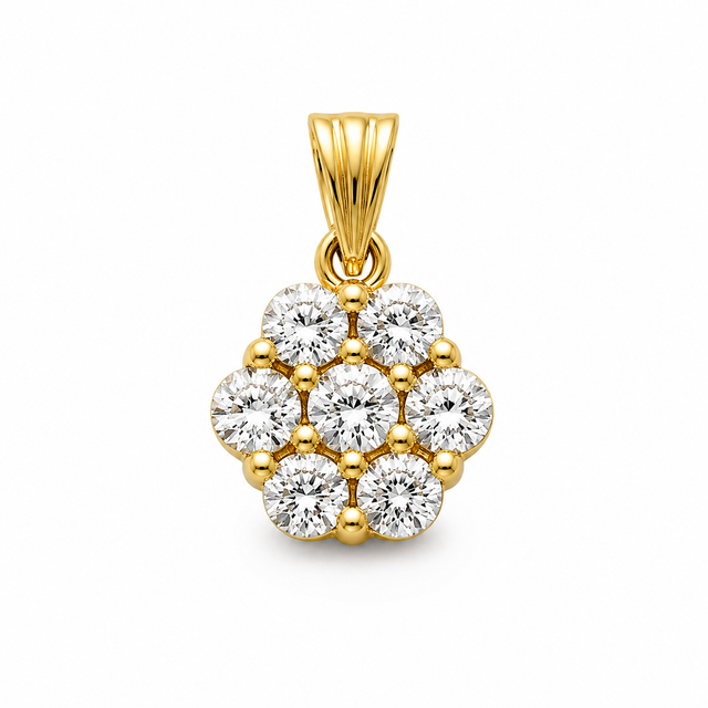 14K Yellow Gold Flower Cluster Pendant