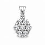 14K White Gold Flower Cluster Pendant