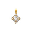 14K Yellow Gold Cluster Square Pendant