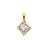 14K Yellow Gold Cluster Square Pendant
