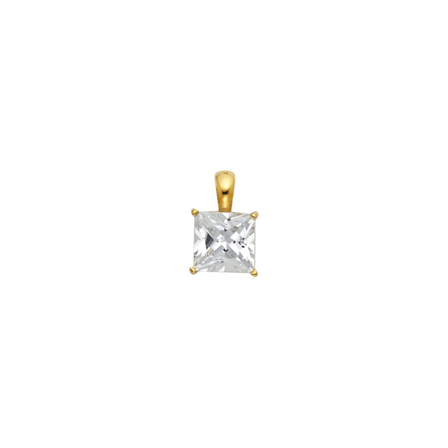 14K Gold 5 mm Princess-Cut Solitaire Pendant