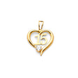 14K Yellow Gold CZ 15 Yrs Heart Pendant