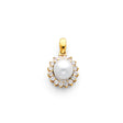 14K Yellow Gold Pearl Halo Pendant