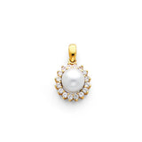 14K Yellow Gold Pearl Halo Pendant
