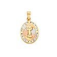 14K Tricolor Gold CZ Religious Pendant
