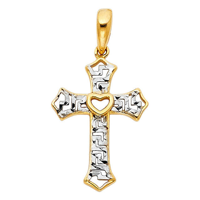 14K Two-Tone Gold Cross Pendant