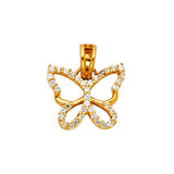 14K Gold CZ Butterfly Pendant