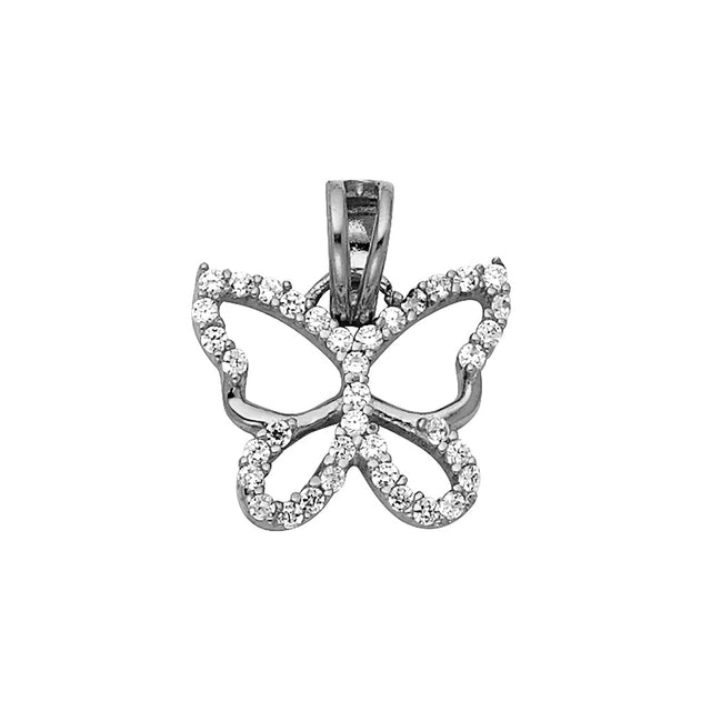 14K Gold CZ Butterfly Pendant