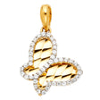 14K Two-Tone Gold Butterfly Pendant