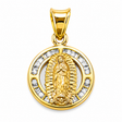 14K Yellow Gold Our Lady of Guadalupe Halo Medal Pendant on white background - Italian Fashions