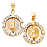 14K Tricolor Gold Guadalupe & Holy Face Reversible Medal Pendant on white background - Italian Fashions