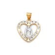 14K Two-Tone Gold Our Lady of Guadalupe Heart Pendant on white background - Italian Fashions