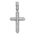 14K White Gold Pave Cross Pendant on white background - Italian Fashions