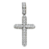 14K White Gold Pave Cross Pendant on white background - Italian Fashions