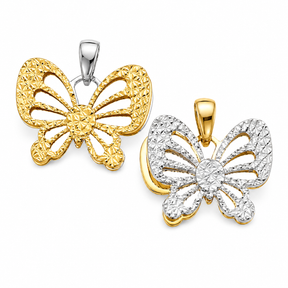 14K Two-Tone Gold Butterfly Pendant