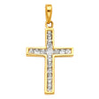 14K Yellow Gold CZ Cross Pendant