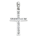 14K White Gold Princess-Cut Cross Pendant — Italian Fashions