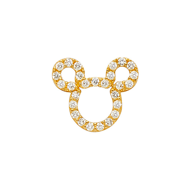 14K Gold Stone-Accented Mouse-Ears Pendant