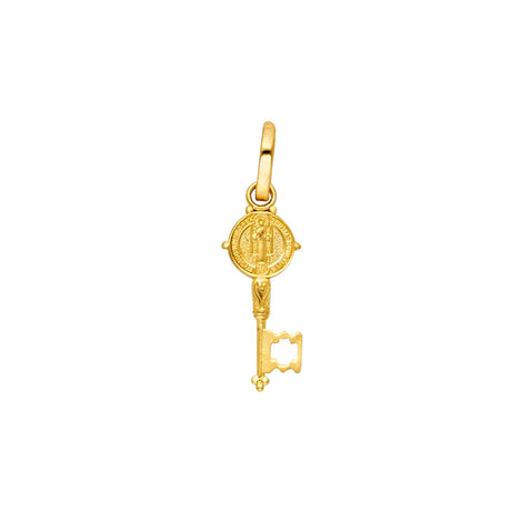 14K Yellow Gold Round San Benito Key Pendant