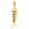 14K Yellow Gold Articulated Fishbone Pendant