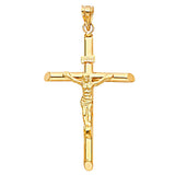 14K Yellow Gold Round Tube Crucifix Pendant, extra large — Italian Fashions