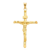 14K Yellow Gold Round Tube Crucifix Pendant, large — Italian Fashions