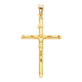 14K Yellow Gold Round Tube Crucifix Pendant, medium — Italian Fashions