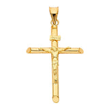 14K Yellow Gold Round Tube Crucifix Pendant, small — Italian Fashions
