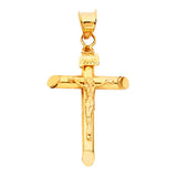 14K Yellow Gold Round Tube Crucifix Pendant, extra small — Italian Fashions