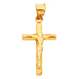 14K Yellow Gold Petite Crucifix Pendant on white background - Italian Fashions