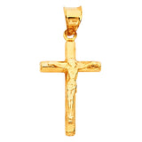 14K Yellow Gold Petite Crucifix Pendant on white background - Italian Fashions