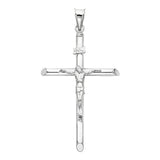 14K White Gold Round Tube Crucifix Pendant, large — Italian Fashions