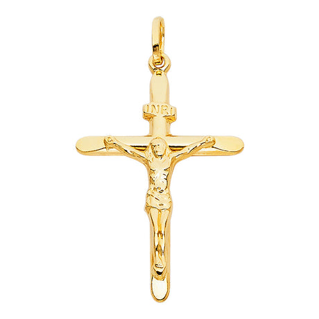 14K Yellow Gold Tapered Crucifix Pendant, medium — Italian Fashions