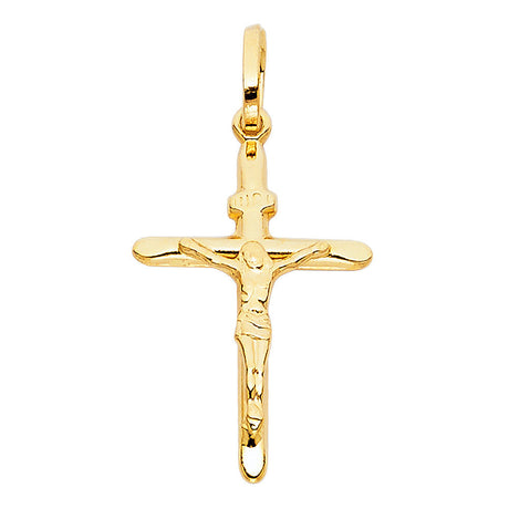 14K Yellow Gold Tapered Crucifix Pendant, small — Italian Fashions