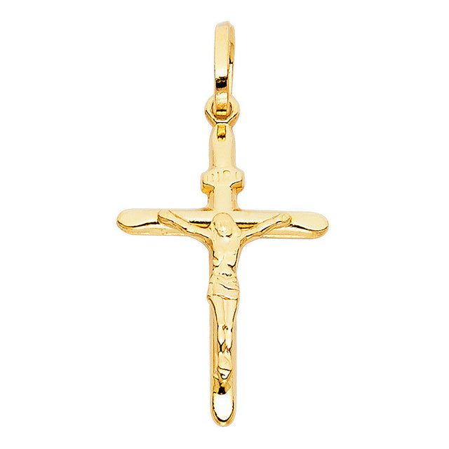 14K Yellow Gold Tapered Crucifix Pendant, small — Italian Fashions
