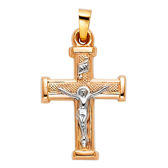 14K Two-Tone Gold Crucifix Pendant